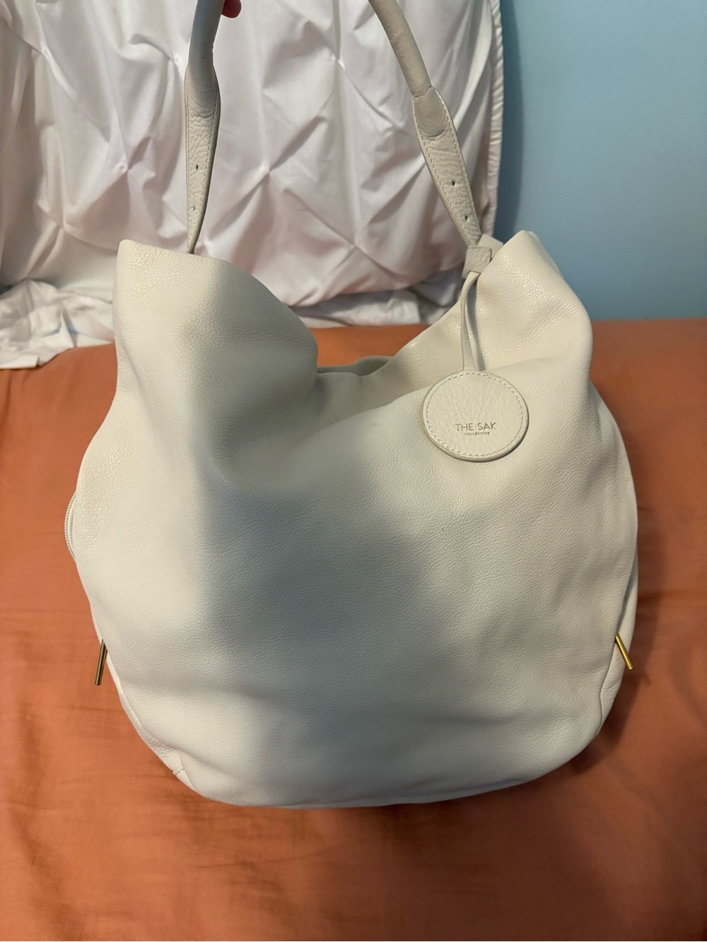 The Sak White Pebbled Leather Shoulder Hobo
